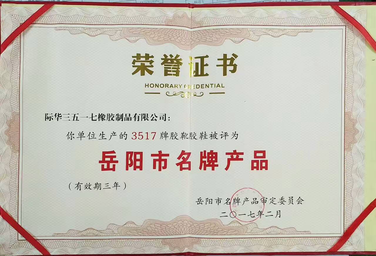 2017年 嶽陽市膠靴膠鞋名牌産品
